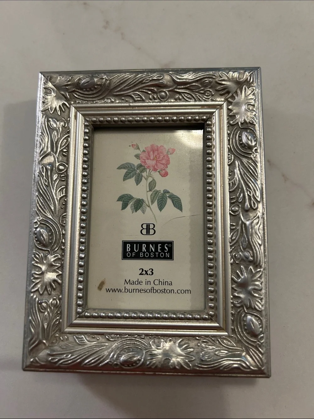Burnes Of Boston Silver Ornate Floral Embossed Picture Frame